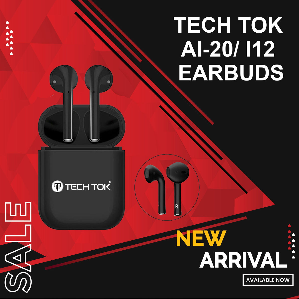Tech Tok TWS Wireless Bluetooth 5.0 AI-20/ i12 Earbuds